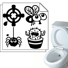 Toilet Stickers - 8 Pieces (4 Designs) Pee Target - Prevent Splashes, Creative and Original Bathroom Decor, Odourless, Waterproof