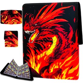 Trading Card Binder for TCG Cards, 9-Pocket Portable Card Collector Ablum Holder Book Fits 720 Cards with 40 Removable Sleeve, Waterproof PKM Card Binder Display Storage Carrying Cases for TCG-Red