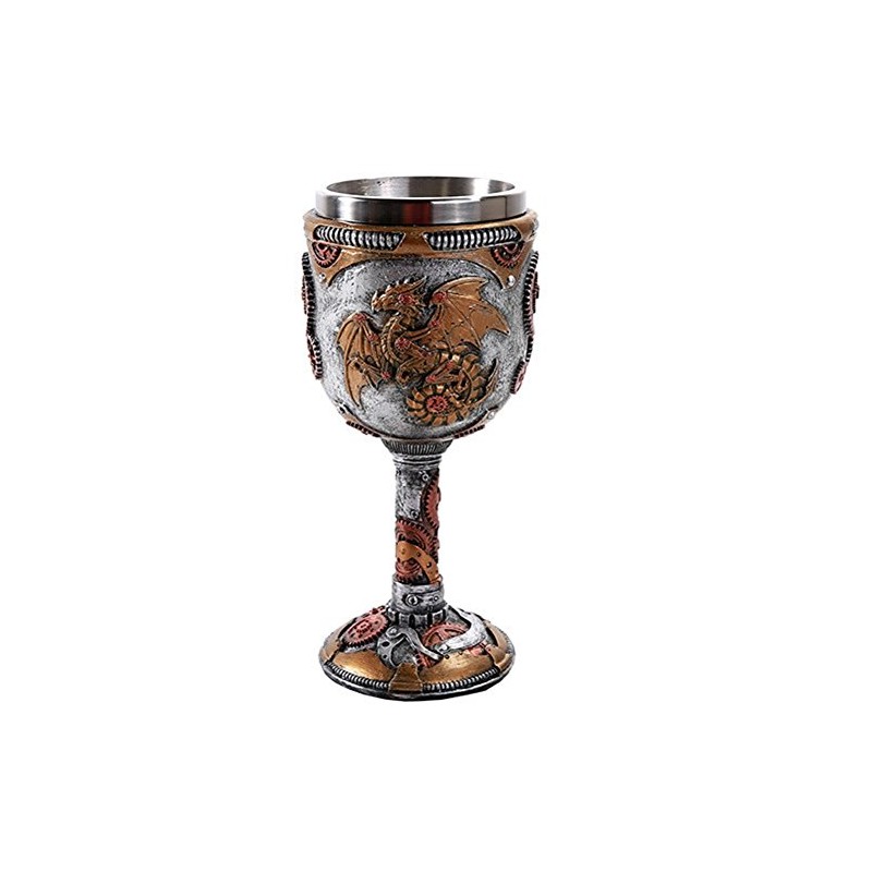 Pacific Trading Steampunk Dragon Wine Goblet Chalice Stainless Steel Cup