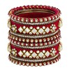 Aheli Red White Silk Thread Fabric/Stone Studded Kundan/Chura/Chuda Bangle Set
