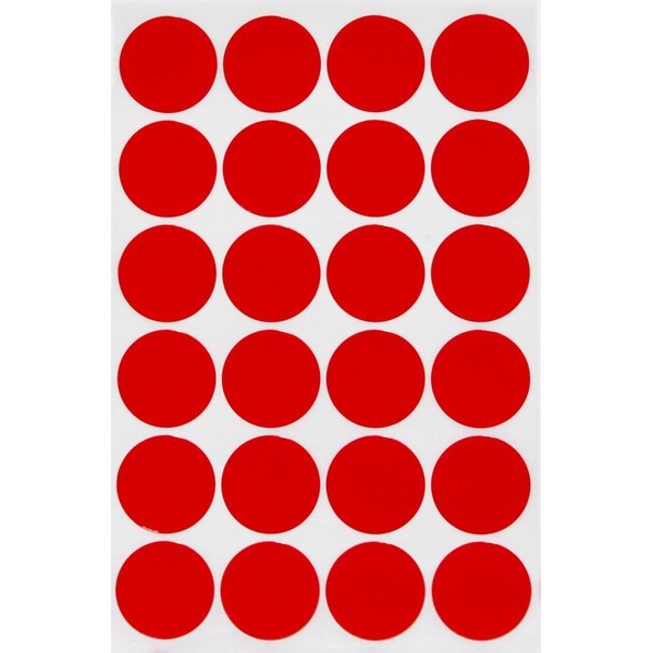 Sticker Red 25mm Round Stickers - 1" Glue Dots 1200