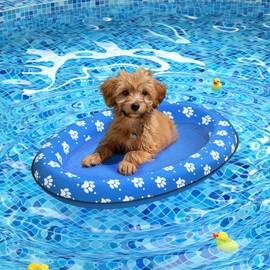 Pet Soft Dog Float Raft - Inflatable Dog Swimming Float for Summer (Small, Paws)
