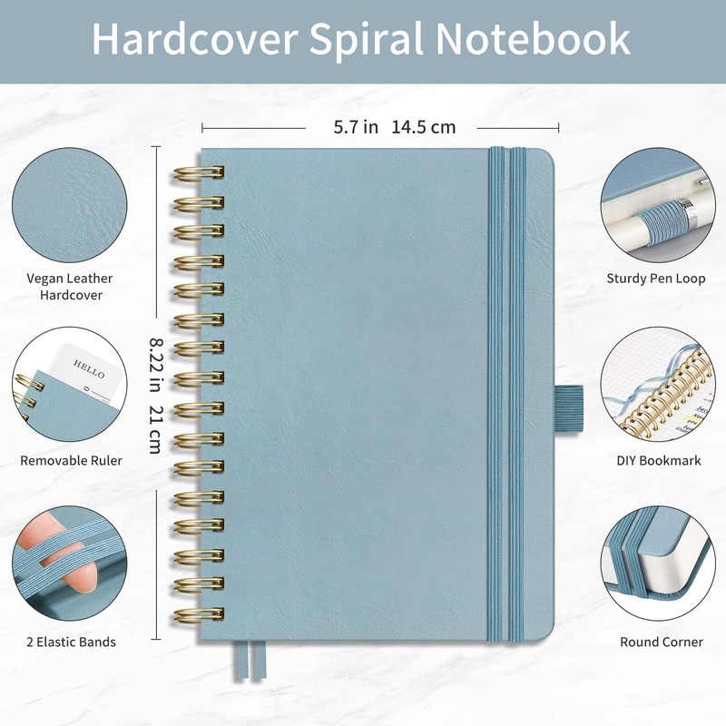 EMSHOI A5 Graph Paper Notebook, Spiral Notepad 150 Sheets/300 Pages,