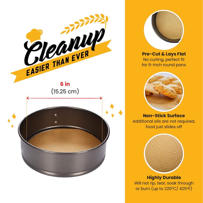 6 Inch Rounds Pack of 220 Parchment Paper Baking Sheets