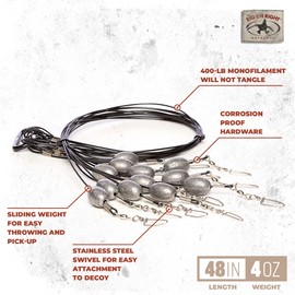 Rig'Em Right Waterfowl Original Pre-Rigged Duck Hunting Decoy Anchors (48" Length, 4-oz Weights)