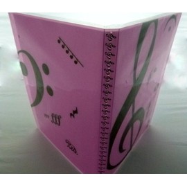 Music Themed 20 Pockets Plastic Folder Display Book Soft Cover – Pink Treble Clef Design