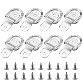 CHUEHKAK Pack of 8 Lashing Eyelets for Trailers, D Ring Lashing Eyelets, Small, Ring Anchor, Assembly Ring, Lashing Eyelets, with 16 Screws, for Boats, Trailers, Cargo, Trucks