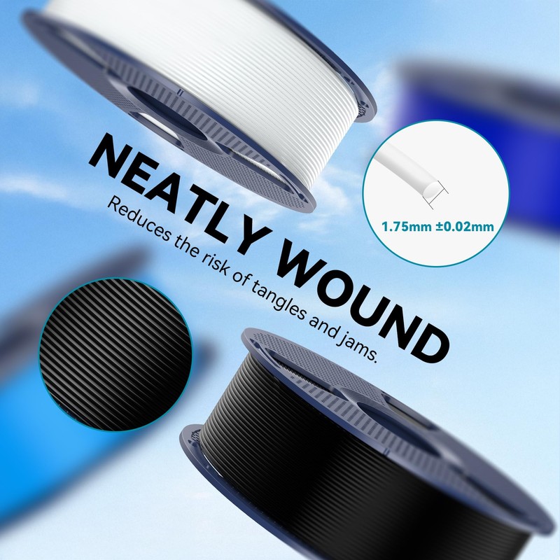 SUNLU PLA 3D Printer Filament PLA Filament 1.75mm, Neatly Wound