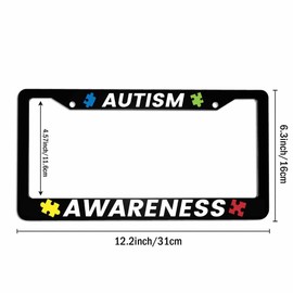 Amcove License Plate Frame Autism Awareness Stainless Steel License Plate Frame with 2 Holes & Free Screws 12.2 x 6.3 Inches