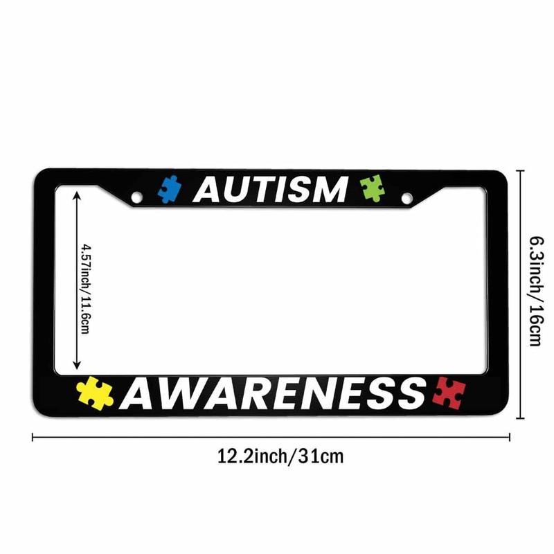 Amcove License Plate Frame Autism Awareness Stainless Steel License Plate