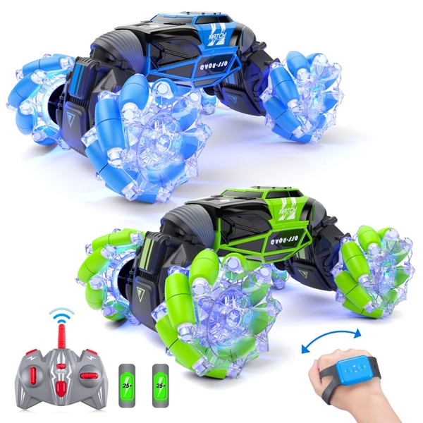 Powerextra LED Gesture Sensing RC Car, 4WD 2.4GHz Remote Control,