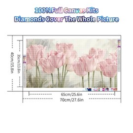 YALKIN Square 5D Diamond Painting Kits for Adults, Large Tulip Flowers Diamond Art Kits Full Drill Diamond Painting Kit for Adult Beginners, DIY Picture Art for Home Wall Decor 40x70CM/15.8x27.6in