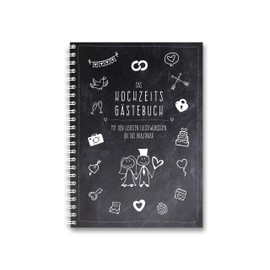 KOCHDIALOG A4 Guest Book Wedding Modern Art - Guest Book for Wedding with Funny Questions on the Inner Part to Fill in, Durable Hardcover Wedding Guest Book Wedding Book with 84 Pages for 75+ Guests