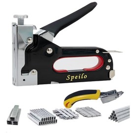 Speilo Heavy Duty 4-in-1 Staple Gun Kit w/Adjustable Strength, Manual Stapler 6600 Pack (6000 pcs Regular Staples and Extra 600 pcs SUS Staples), w/Stapler Remover fit for Upholstery and Carpentry