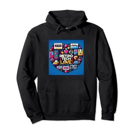 Retro Tech Love - Vintage Gadget Affection Design Pullover Hoodie
