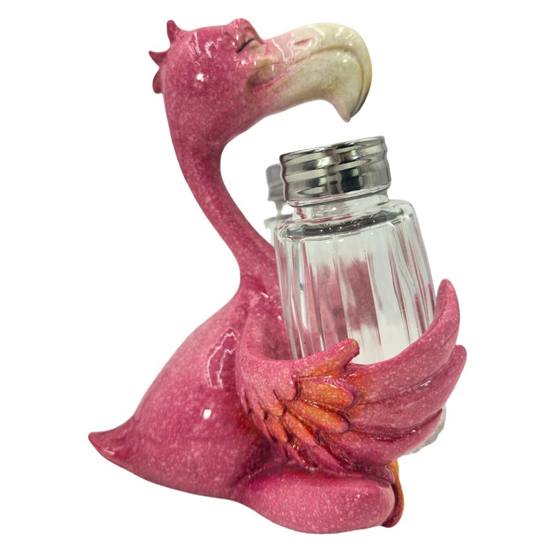 Flamingo Figurines Decorations With Salt and Pepper Shaker Holder, Flamingo