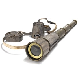 Antique Brass Telescope with Leather Cover Cap Optics High Magnification Handheld Navigation Vintage Spyglass Captain Hiking Gifts