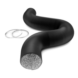Simple Deluxe 6 Inch Flexible Air Aluminum Ducting, 25-Feet Long Vent Hose for HVAC Ventilation and Exhaust, 2 Clamps, Black