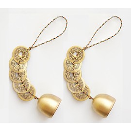 Fengshui Wind Chimes, Outdoor Fortune Tree Metal Bells Feng Shui Wind Chimes for Lucky Home Garden Patio Yard Hanging Decor Gift (5 Coins-2PCS)