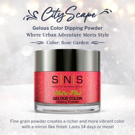 SNS Nail Dip Powder, Gelous Color Dipping Powder - Rose Garden (Red/Rose, Shimmer) - Long-Lasting Dip Nail Color Lasts 14 Days - Low-Odor & No UV Lamp Required - 1.5 OZ