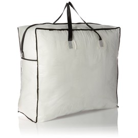 Household Essentials 2622 MightyStor Large Storage Bag with Handles | Clothing and Linen Storage Bag | White Tarp with Black Trim