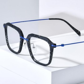 FONEX Acetate Titanium Glasses Frame Men 2024 New Square Eyeglasses Spectacles Eyewear F85843 (F85843 Black)