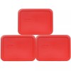 Pyrex 7210-PC Red Rectangle Plastic Storage Replacement Lid Cover (3-Pack)