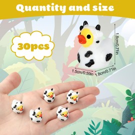 GGSTDDUP 30 Pcs Cow Ducks, Mini Cow Resin Ducks Bulk, Cute Cow Print Duck, Funny Cow-Printed Resin Duck Figurines for Birthday Party Favors Micro Landscape Decorations (Cow Duck)