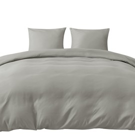 puredown® Bed Linen Set 135 x 200 cm + 1 Pillowcase 80 x 80 cm - Breathable Microfibre, Super Soft, Oeko-Tex, 2-Piece, Taupe