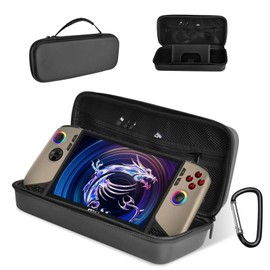 Carrying Case for MSI Claw 8 AI+ A2VM Handheld Game Console,Stand Hard Shell Cover with Pocket for MSI Claw 8 AI+、Cable、Charger & Accessories ,Shockproof,Water Resistant (Black)