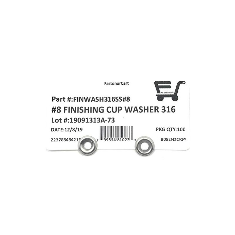 #8 Stainless Steel (316 Marine Grade Stainless) Finishing Washers Cup