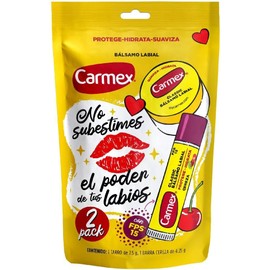 Carmex, Pouch Balsamo Labial Hidratante en Barra sabor Cereza + Tarro Classic, 2 pz