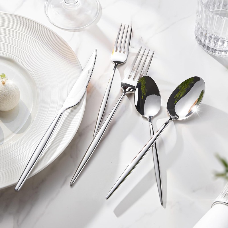 KINGSTONE Silverware Set, 60-Piece Flatware Set Cutlery Set Premium 18/10