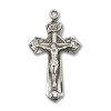 Bliss Sterling Silver Catholic Cross Crucifix Medal Pendant Necklace 24"