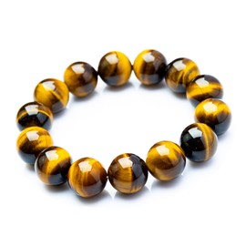 [京 Pearl Hall] Luck, Money Wealth Luck AAA Tiger Eye 14 mm Quality Warranty Cleaning Gravel Natural Stone Power Stone bracelet B145