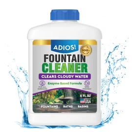 ADIOS! Outdoor Fountain Cleaner and Water Clarifier Treatment (8oz) | Natural and Safe for Birds, Clears and Treats Water, Cleans Waterfalls and Water Features, Approved for Stone and Metal