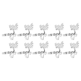 Juego de Servilleteros de Ciervos, Servilletero de Navidad Decorativo Brillante Hermoso Elegante para Mesa de Boda (Plata)