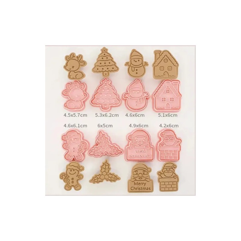 Kit 8 Pzs Cortadores De Galletas Navidad Moldes Repostería