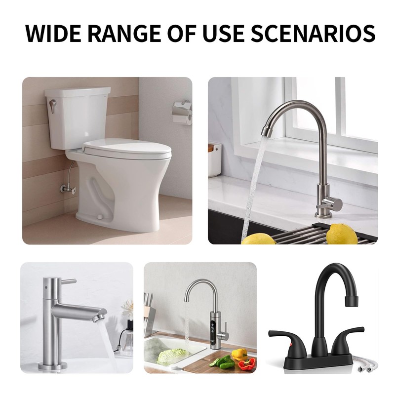 Heable Pair of Flexible Pipes for Bathroom/Kitchen/Toilet Taps British Standard