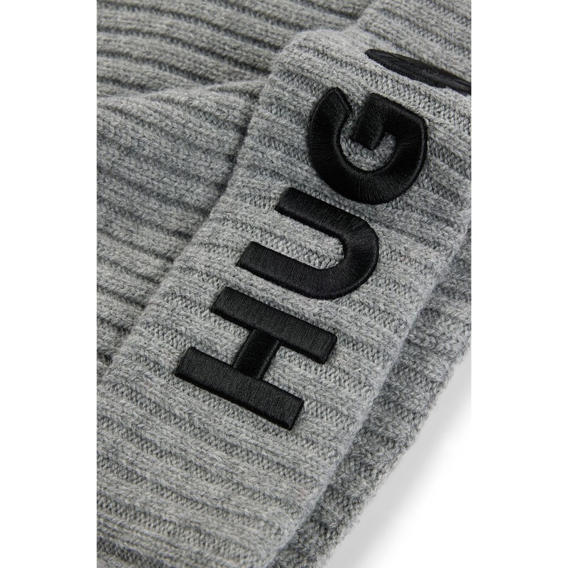 HUGO Men's Beanie, Medium Grey