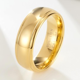 SOXEMAN Golden luxury men's and women's tungsten carbide wedding rings with a width of 8mm, suitable for weddings, engagements, anniversaries, and gift giving (13)