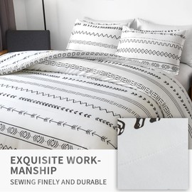 Andency White Boho California King Comforter Set, 3 Pieces Bedding Sets (1 Striped Comforter & 2 Pillowcases), Aztec Geometric Triangle Arrow Summer Lightweight Microfiber Down Alternative Bed Set