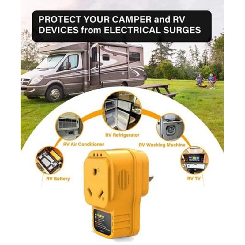 RV Surge Protector 30Amp Male to 30 Amp Female Adapter