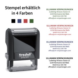 Trodat Printy, Personal Stamp with Desired Text and Logo Load, Self-Inking Company Stamp (Red, 38 x 14 mm, Printy 4911)