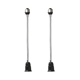 E26/E27 40cm/16 inch Extension Socket Extender Adapter, E26 to E26 Flexible Extension, All-Directional Adjustable Standard Medium Light Bulb Socket Converter,Black (2 Pack)