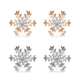 2 Pairs Of Snowflake Shaped Earrings, Rhinestone Earrings, Fashionable And Simple Earrings, Ele Ladies Earrings, Ladies Jewelry