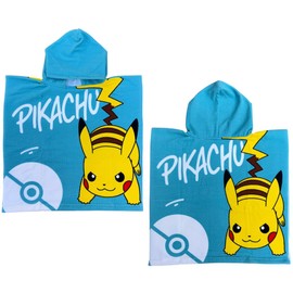 CARTOON Beach Poncho Bathrobe for Children Size 55 x 110 cm Polyester Microfibre Beach Pool, Pikachu, Unit size