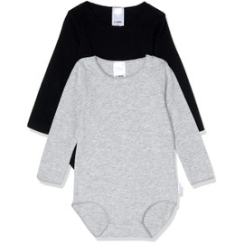 Bonds Baby Wonderbodies Long Sleeve Bodysuit - 2 Pack, Black & Grey (2 Pack), 0 (6-12 Months)