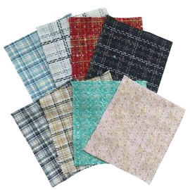 8pcs 20cm x 18cm Tweed Fabric Craft Bundle Squares Patchwork DIY Handmade Material Set Bundle Home Crafts Sewing Scrapbooking Quilting
