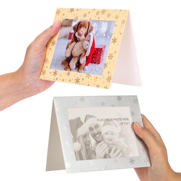 evelay 12 x Christmas Photo Frame Cards & Envelopes Fits